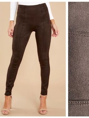 SPANX Brown Faux Suede Leggings Plus Size 1X
